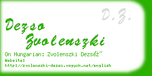 dezso zvolenszki business card